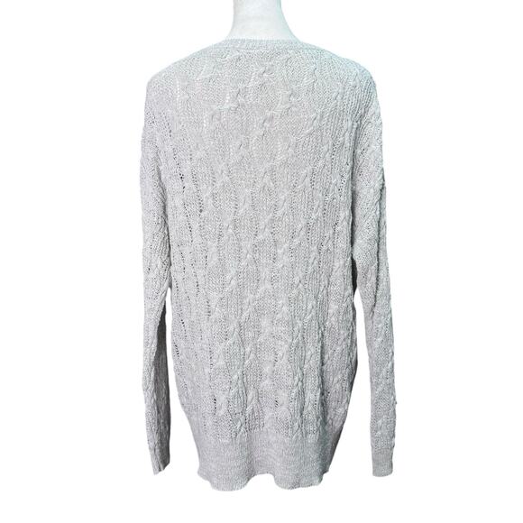 Free People Womens Light Gray Open Knit Oversized Slouchy Sweater, Size Small - Picture 3 of 6